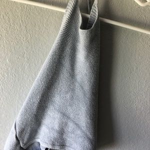 never worn light blue knit tie crop top